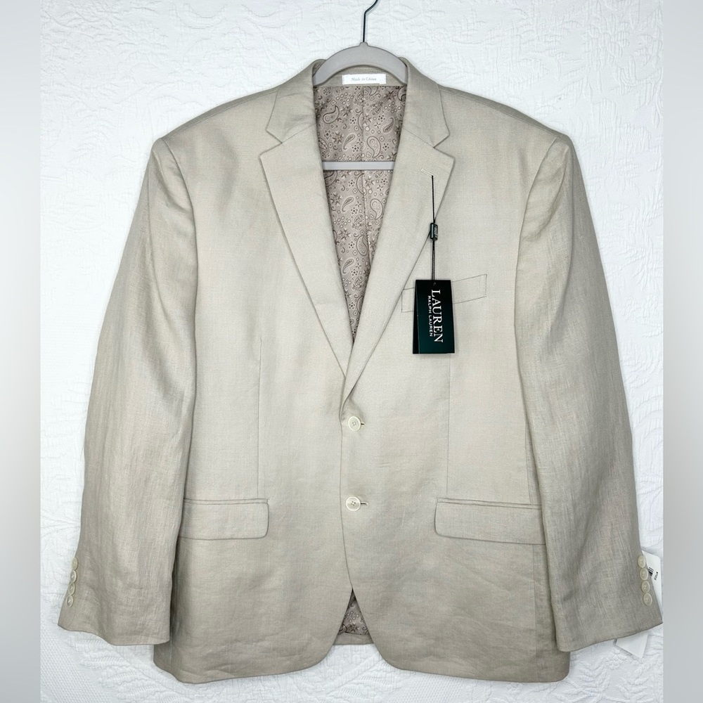 Lauren Ralph Lauren Blazer Linen Sport Coat Beige Size 42S